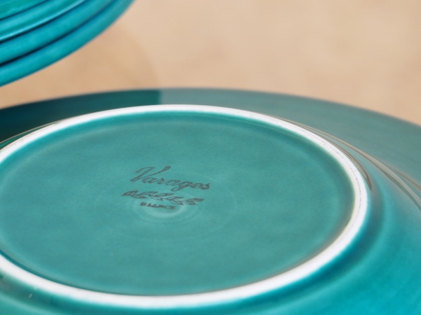 6 assiettes à pâtes VARAGES turquoise foncé